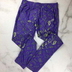 Nike Girls Leggings Purple & Neon Yellow Print S